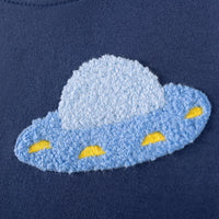 Autumn Arrival Kids Boys Rocket and Planet Cartoon Pattern Crew Neck