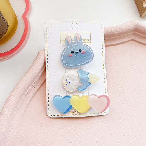 Children’s Cute Acrylic Small Animal Girl Heart Side Hairpin Hair