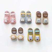 Baby 3D Cartoon Animal Patched Design Dispensing Non-Slip Lace-Up Sock